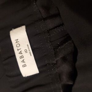 Babaton, pleated black, stretch waist ankle dress pants